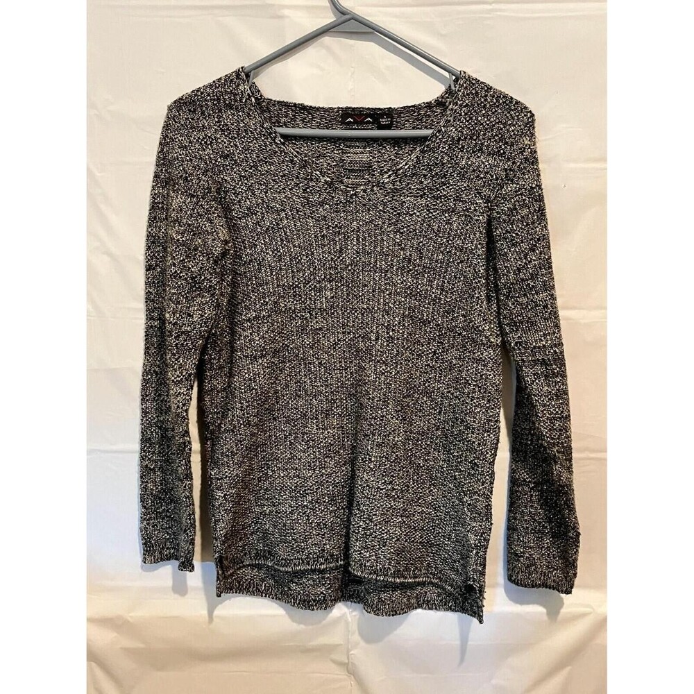 AVA Women’s Brown Black Sparkle Knit V-Neck Sweater Long Sleeve Size S